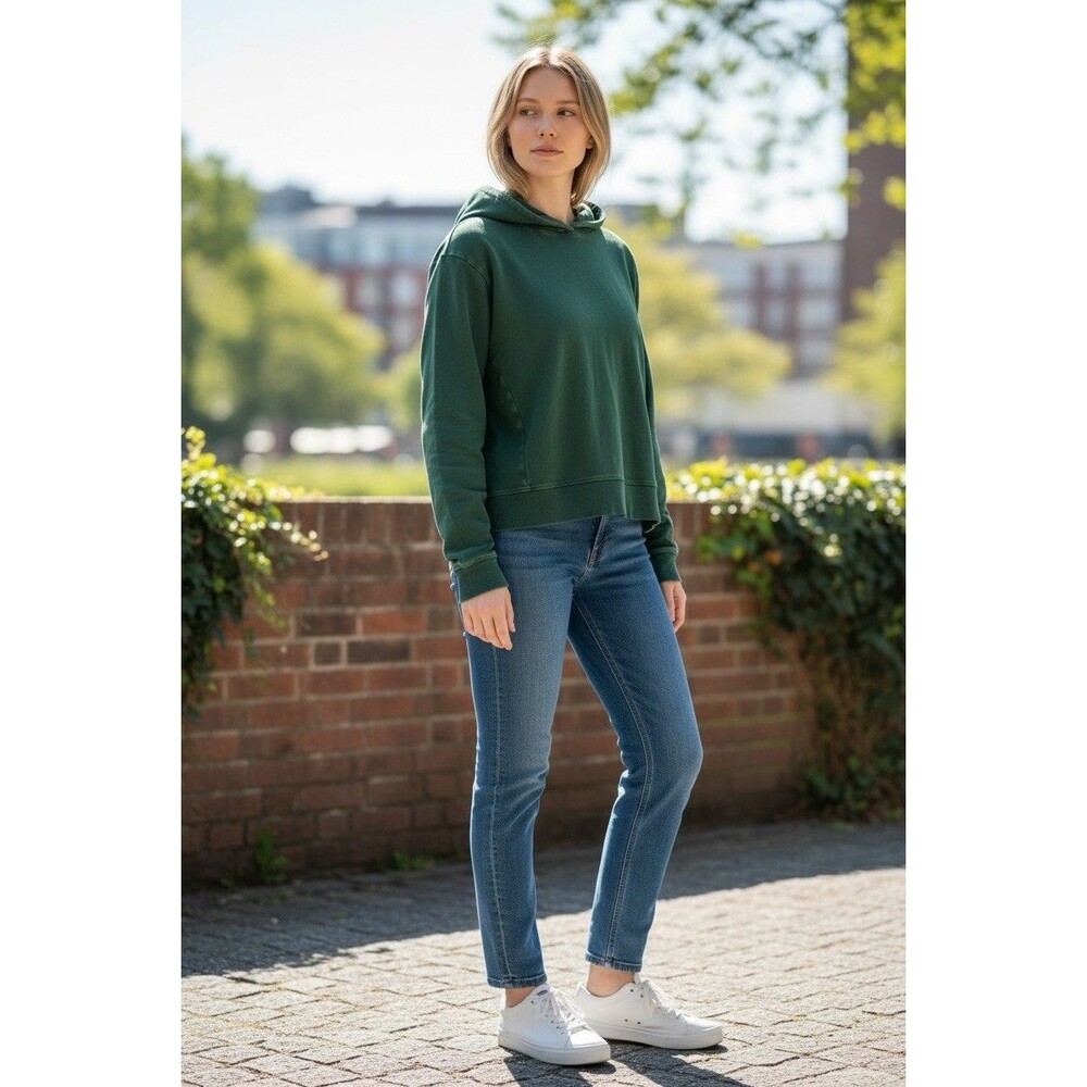 PACT Women’s Organic Cotton Hoodie Sweatshirt Pullover Short Crop Size Medium